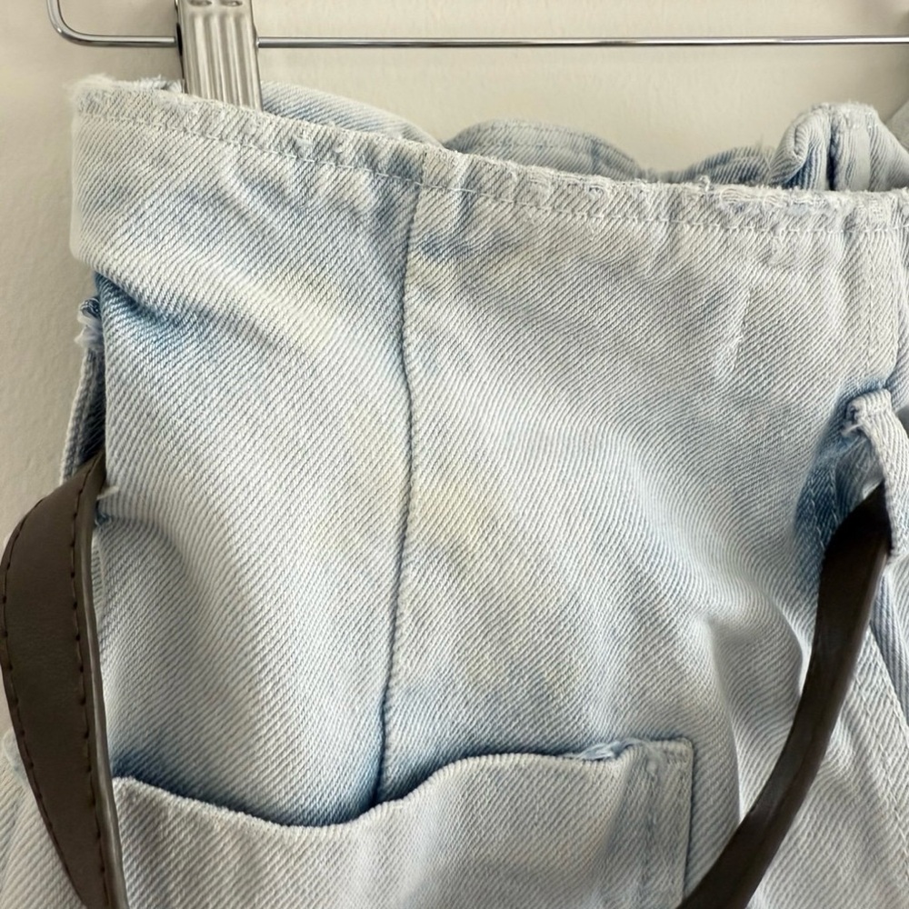 ZARA Paper Bag High Waisted Denim Shorts w/ Belt | M | 100% Cotton Classic Denim - Picture 4 of 4